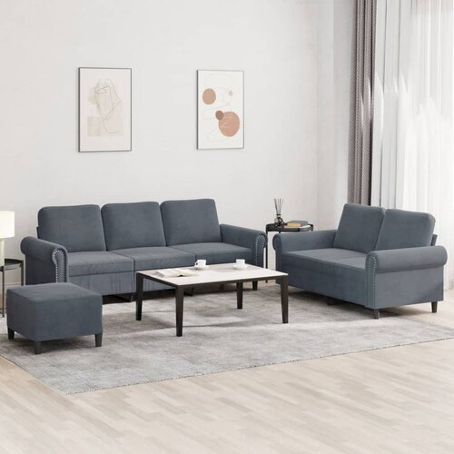 3-dijelni set sofa s jastucima tamnosivi bar&scaron;unasti Cijene