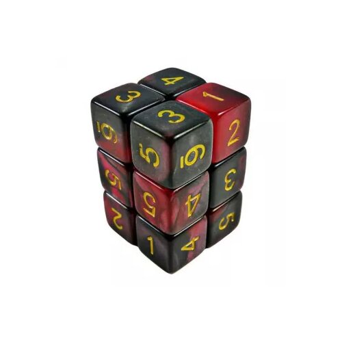Green Stuff World dice D6 16mm color red/black marble (12pc pack) Slike
