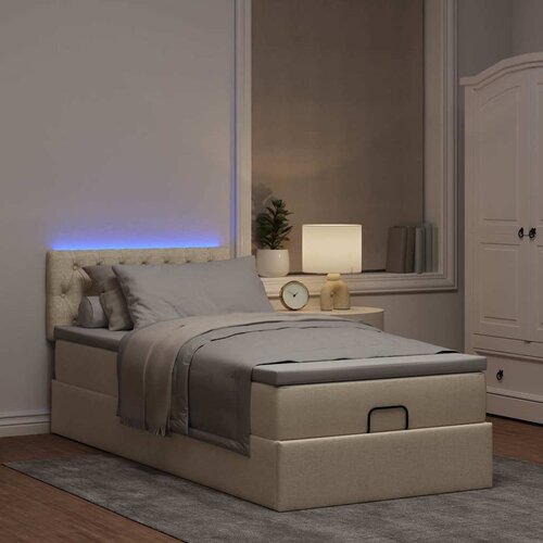 VidaXL Otomanska postelja z vzmetnico krem 100x200 cm blago Slike