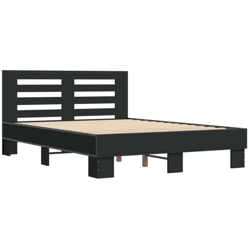 VidaXL Okvir kreveta crni 140 x 200 cm od konstruiranog drva i metala Slike