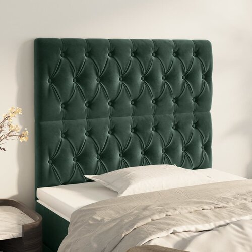 vidaXL Posteljno vzglavje 2 kosa temno zelen 90x7x78/88 cm žamet Cene