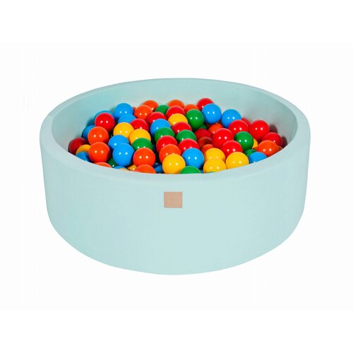 MeowBaby Bazen z žogicami, 90x30 cm z 200 žogicami, bombaž, mint: rumena/rdeča/temno zelena/oranžna/modra, (21289283) Cene