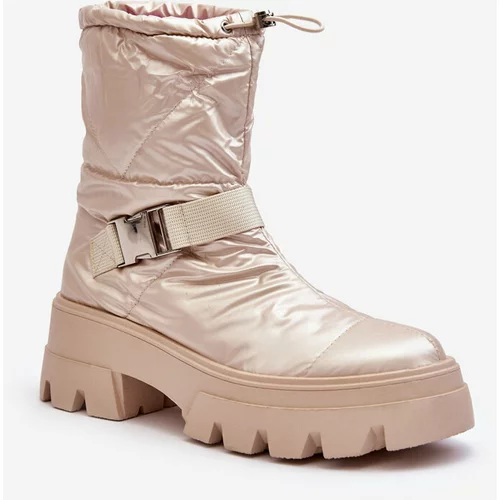 Kesi Women's boots with a massive sole and a flat heel, Beige Werikse