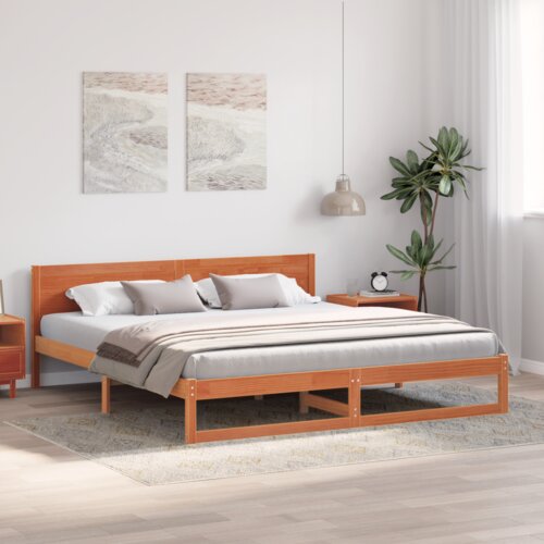  Konstrukcija postelje Rjava 200 x 200 cm Trden borov les, (5000022987) Slike