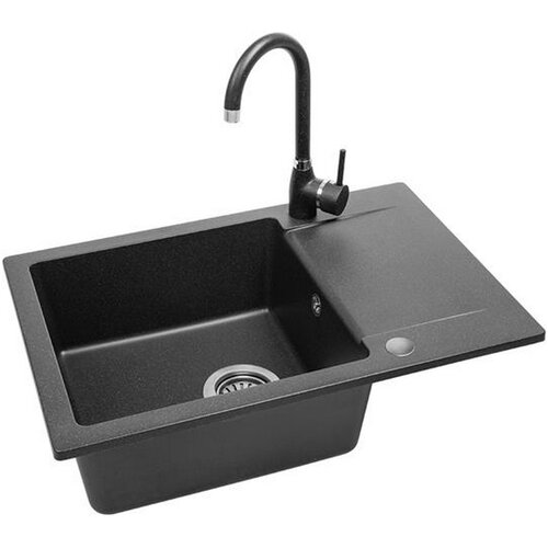 LAVEO Granitni sudoper Celebes set s miješalicom i sifonom, crni 65x44 cm Cene