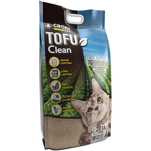 Croci Tofu Clean mačji pesek - Varčno pakiranje: 2 x 20 l (pribl. 18 kg) Cijene