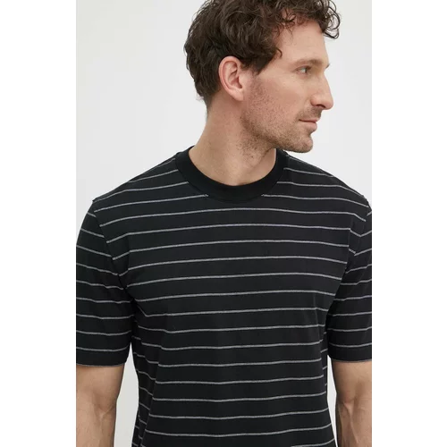 Sisley Pamučna majica za muškarce, boja: crna, s uzorkom