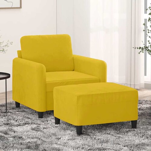 vidaXL Fotelja s tabureom žuta 60 cm baršunasta Cene