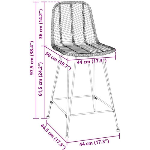  Barski stolac 2 pcs Prirodna 44 5 x 54 5 x 97 5 cm Slike