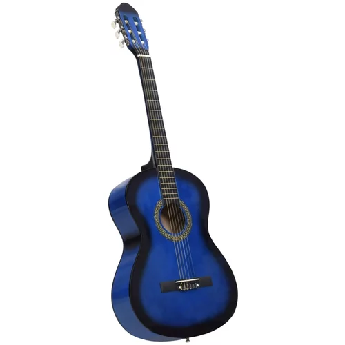 vidaXL Klasična kitara za začetnike modra 4/4 39" lipov les, (20669784)