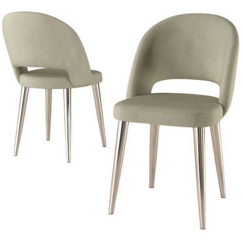 Hanah home set trpezarijskih stolica Pane 2 kom, krem tkanina Babyface, hromirane metalne noge Cene