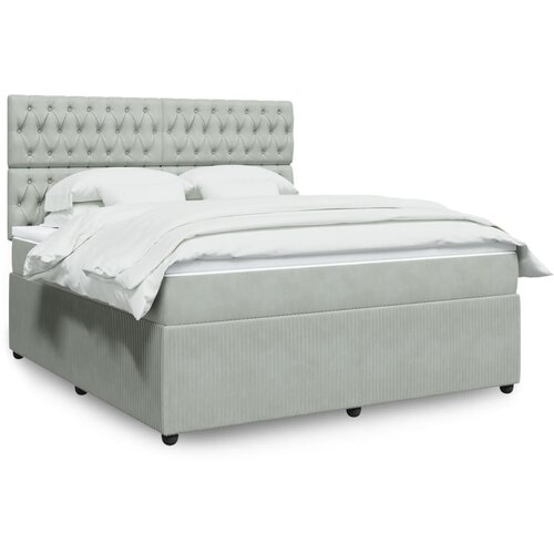 vidaXL Box spring postelja z vzmetnico svetlo siva 180x200 cm žamet Cene