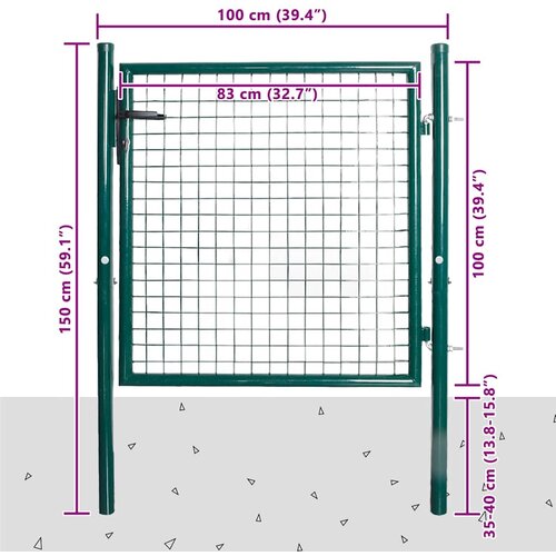  Jednokrilna ogradna vrata 100x100 cm Čelik s pra&amp;scaron;kastim premazom Slike