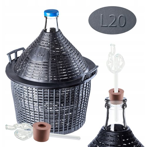 KADAX Carboy 20L za vino v ko&scaron;ari, plutovinasta tuba, galonski set za vino, 3-delni, (5000355248) Cene