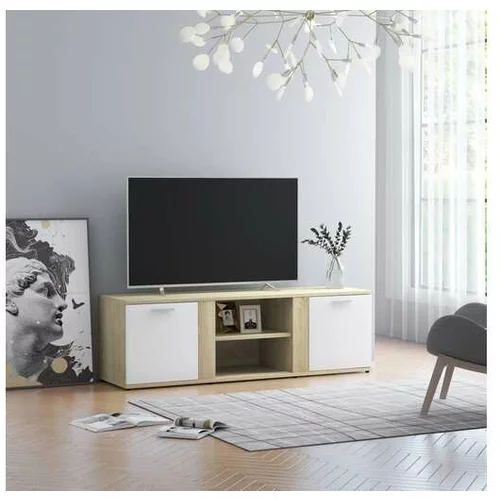  TV omarica bela in sonoma hrast 120x34x37 cm iverna plošča