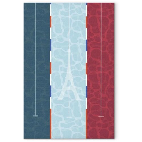  Slika - Graphic Illustration of a Swimming Pool Against the Backdrop of the French Flag 60x90 Akustična Slike