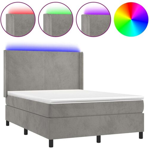  Box spring s madracem LED svjetlosivi 140x200 cm bar&amp;scaron;un Slike