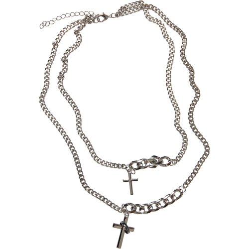Urban Classics Accessoires Various Chain Cross Necklace silver Cene