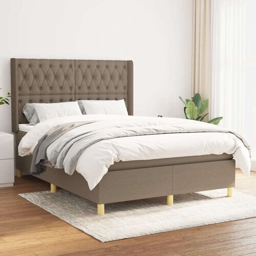  Box spring postelja z vzmetnico taupe 140x200 cm blago, (20894016) Cene