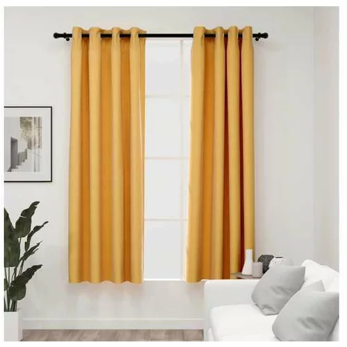  Zatemnitvene zavese z obročki 2 kosa rumene 140x175 cm