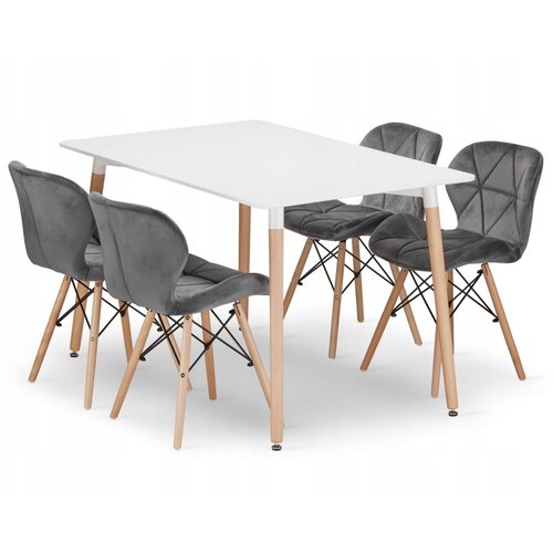 BOLZZ milano sto 120x80 cm + ferra trpezarijske stolice set 4 kom velvet siva Cene
