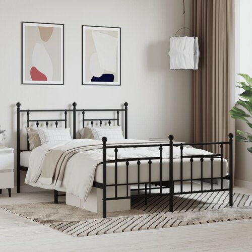vidaXL Metalni okvir kreveta uzglavlje i podnožje crni 150x200 cm Cijene