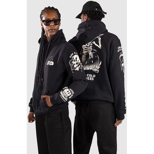 The Dudes Dark Pattern Classic Premium Pulover s kapuco black Cene