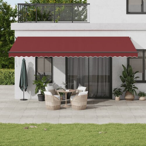 vidaXL Tenda na ručno uvlačenje s LED svjetlima bordo 600 x 350 cm Cene