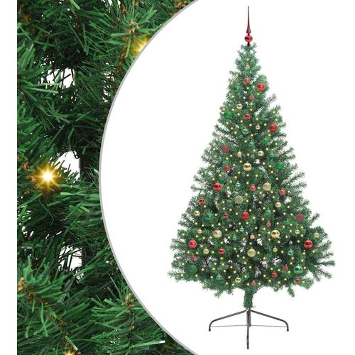 vidaXL Umjetna preddekorirana božićna jelka Zelena 210 cm PVC Cene