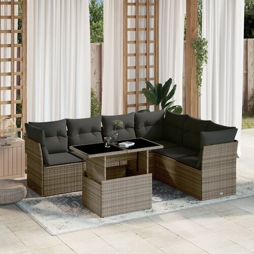 vidaXL 7-dijelni set vrtnih sofa sivi od poliratana Cijene