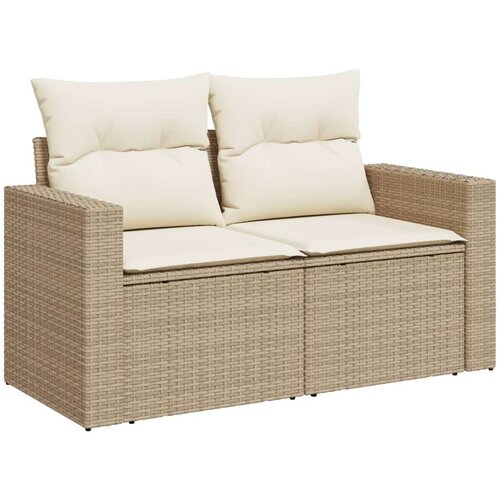 VidaXL 10-dijelni set vrtnih sofa s jastucima bež od poliratana Slike