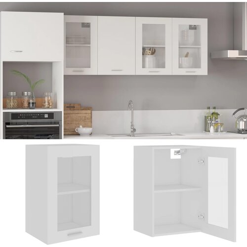 vidaXL Viseći stakleni ormarić bijeli 40 x 31 x 60 cm od iverice Cijene