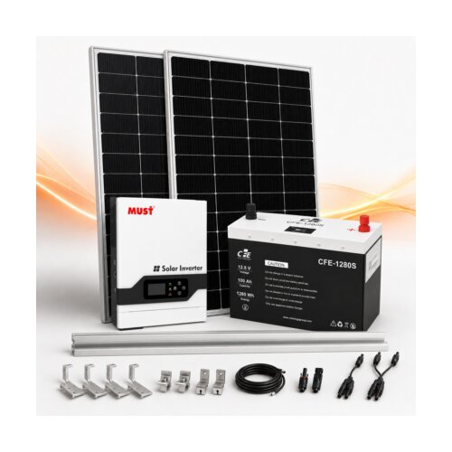  Off-grid solarni set 1 kW &amp;ndash; 920 Wp i 1,28 kWh Slike