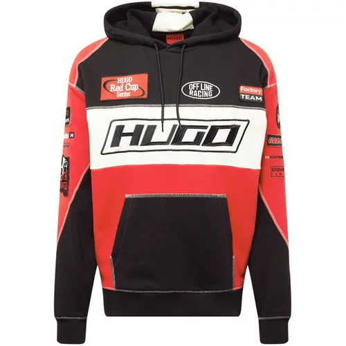 Hugo Sweater majica 'Dussels' crvena / crna melange / bijela