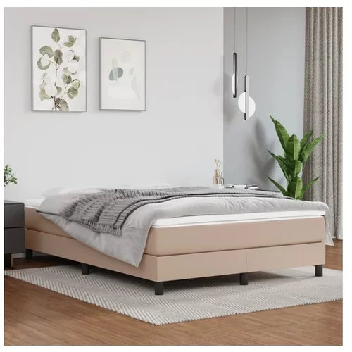  Box spring postelja z vzmetnico kapučino 140x200cm umetno usnje