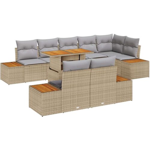  Vrtna sofa set Set od 9 Bež Siva Ratan Polister Slike