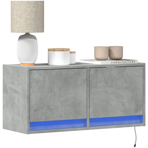 vidaXL Stenska TV omarica z LED lučkami betonsko siva 80x31x38 cm Cene