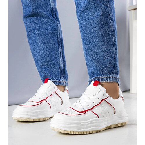 Gemre White sneakers with red inserts Nettie Cene