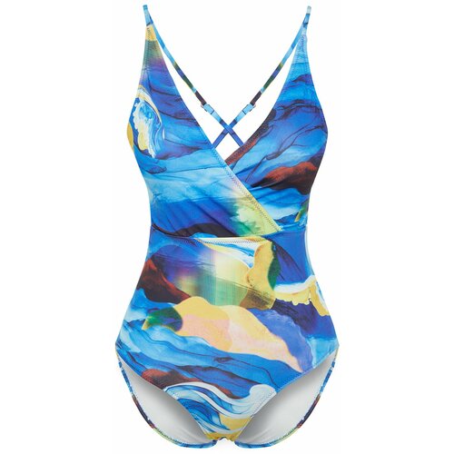 Trendyol abstract patterned double breasted swimsuit Cene
