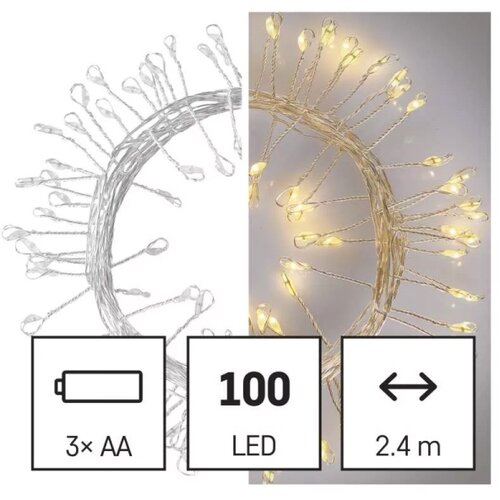  LED lanac 100xLED/3xAA 2,7m toplo belo Slike