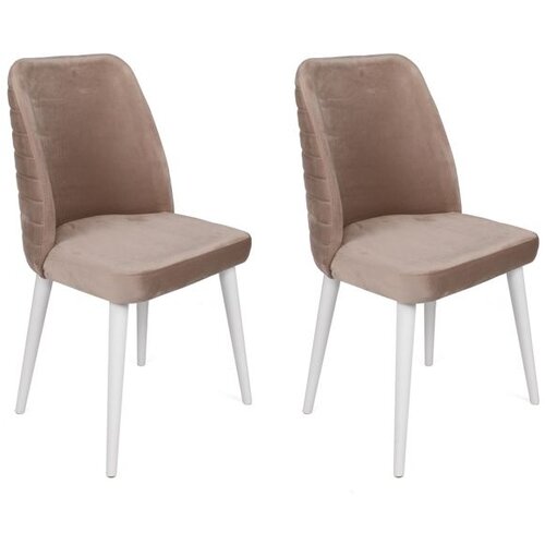 Hanah home Tutku-324 V2 BeigeWhite Chair Set (2 Pieces) Cene