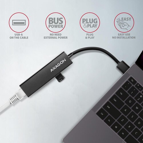 Axagon HMA-GL3A Multiport-Hub USB 3.0 Typ A Gbit-LAN 3x USB-A microSD Wired USB 3.2 Gen 1 (3.1 Gen 1) Type-A Black Slike