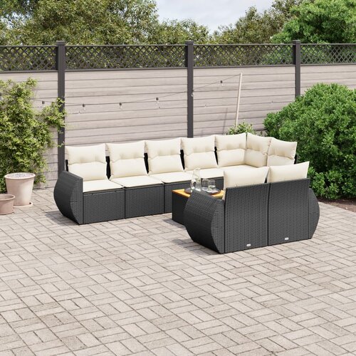  9-dijelni set vrtnih sofa s jastucima crni od poliratana Cijene