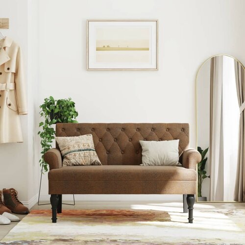  Klupa s naslonom smeđa 120 x 62 x 75,5 cm umjetna bru&amp;scaron;ena koža Slike
