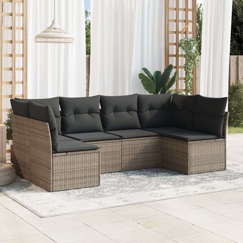  6-dijelni set vrtnih sofa od poliratana s jastucima sivi Slike