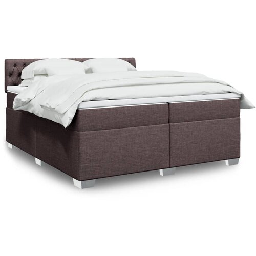 VidaXL Krevet s oprugama i madracem tamnosmeđi 200x200 cm od tkanine Slike