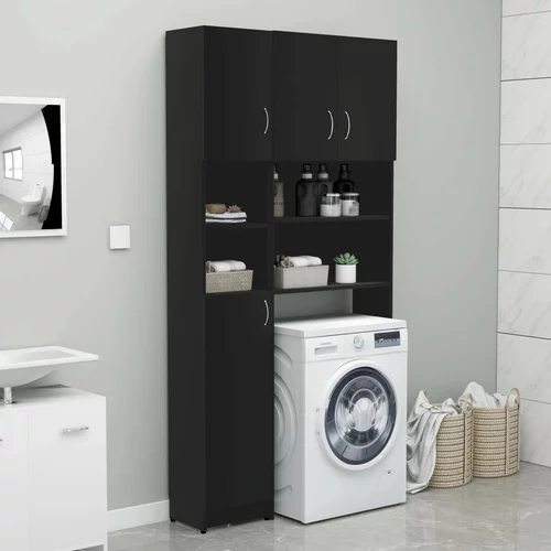 vidaXL komplet omar za pralni stroj črne barve iverna plošča