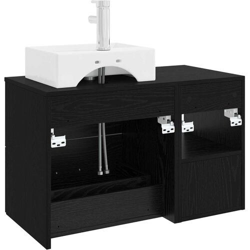  Set namje&amp;scaron;taja za kupaonicu 2 kom. Crni hrast Konstruirano drvo Crna 49,5 x 41 x 79,5 cm Slike