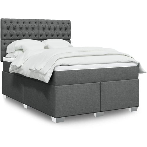 vidaXL Box spring postelja z vzmetnico temno siva 160x200 cm blago Cene