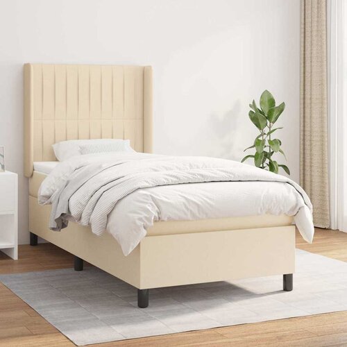  Krevet s oprugama i madracem krem 90 x 200 cm od tkanine Cene